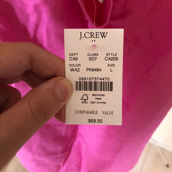 J. Crew Factory NWT Women's Linen Blend Square neck Tank Top Pink Wild Azalea L - Picture 4 of 7